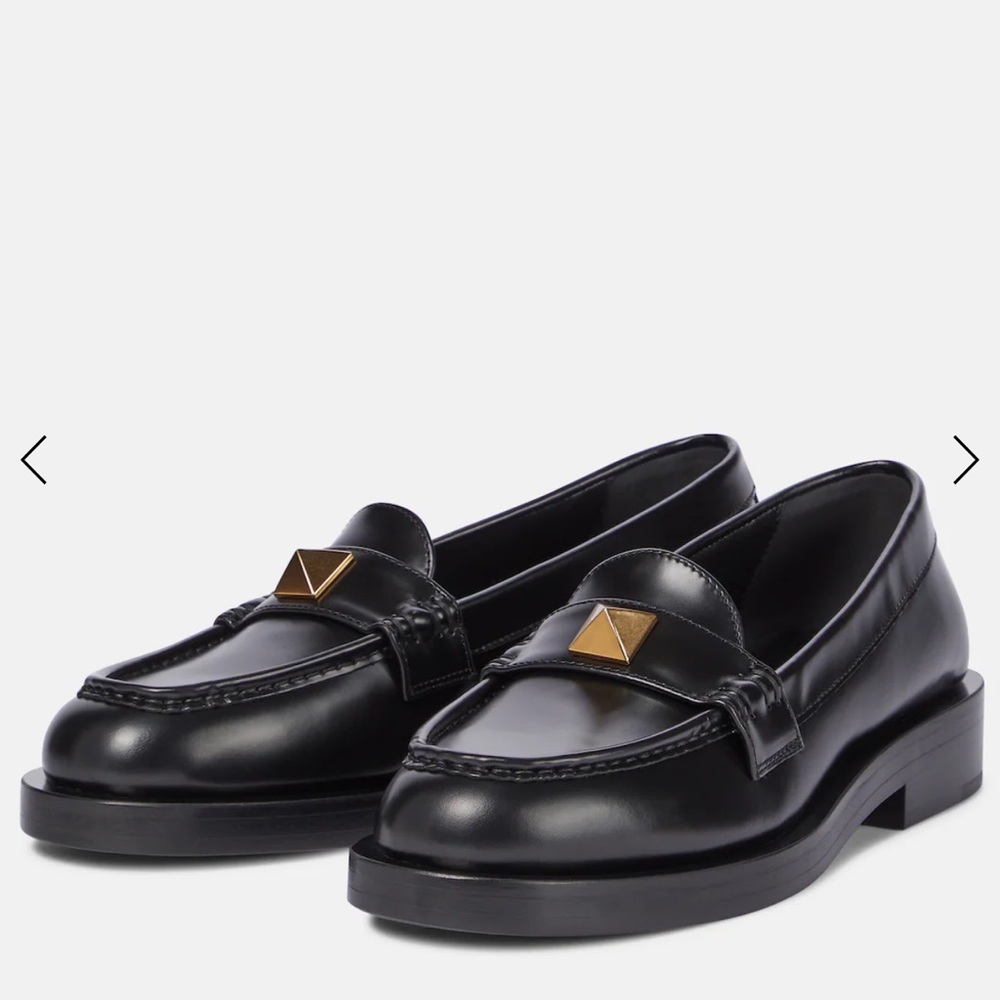Valentino women's Black Loafers with Gold roman studs eu38